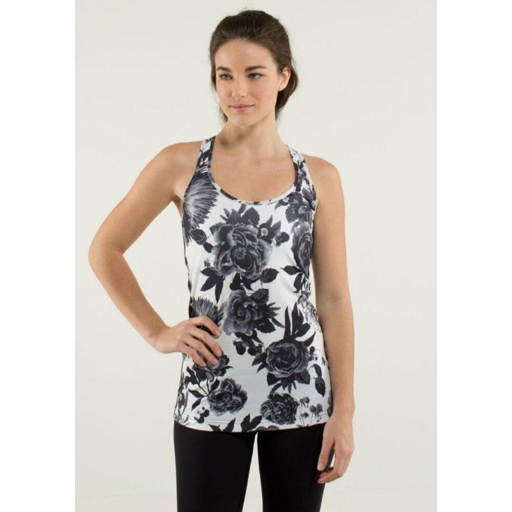 LULULEMON Cool Racerback CRB Tank Top Brisk Bloom Floral Unlined Y2K Gym Yoga - Picture 2 of 12